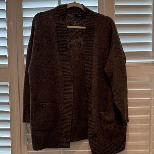 Mango Ribbed Brown Cardigan